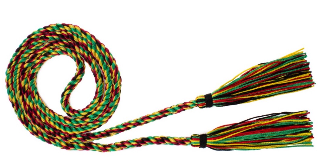 Black,Gold, Red, and Green graduation cords symbolic of African-American history.